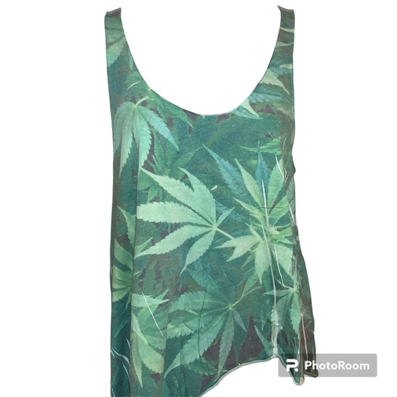 Local Celebrity Leaf Tank Top Asymmetrical Rasta - Picture 3 of 13